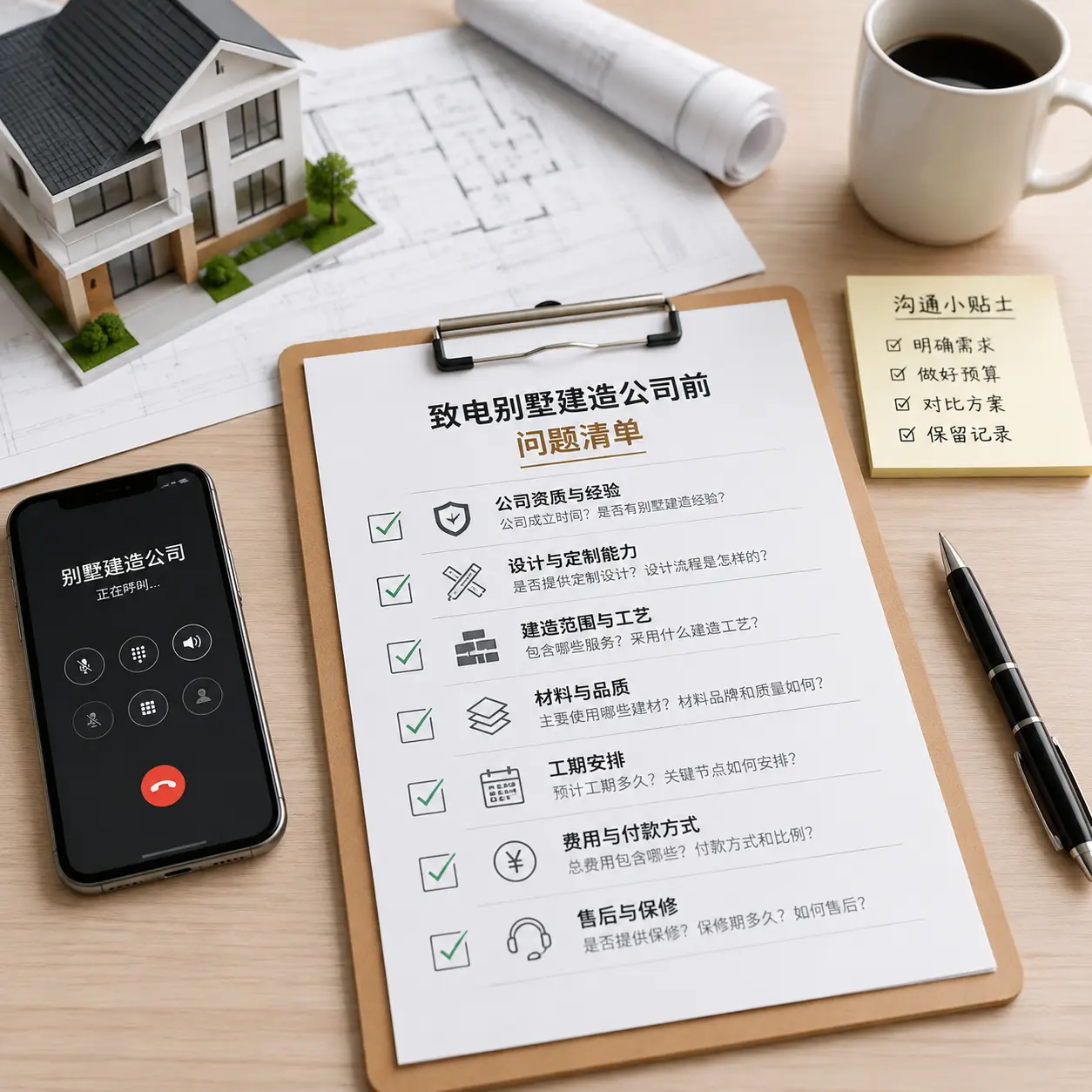在水城拨打别墅建造公司电话前的准备工作